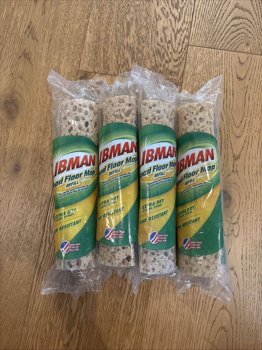 Lot of 4 Libman Wood Floor Mop Refill #02027 Extra Dry Oceanic Sponge NEW